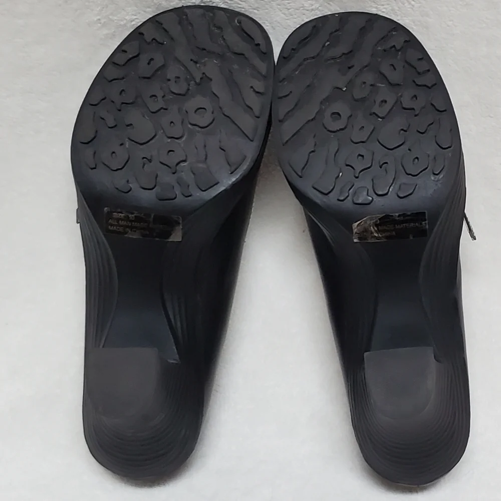 VINTAGE 90s Maurices Black Vegan Leather Platform Chunky Heel Maryjane Shoes 10
